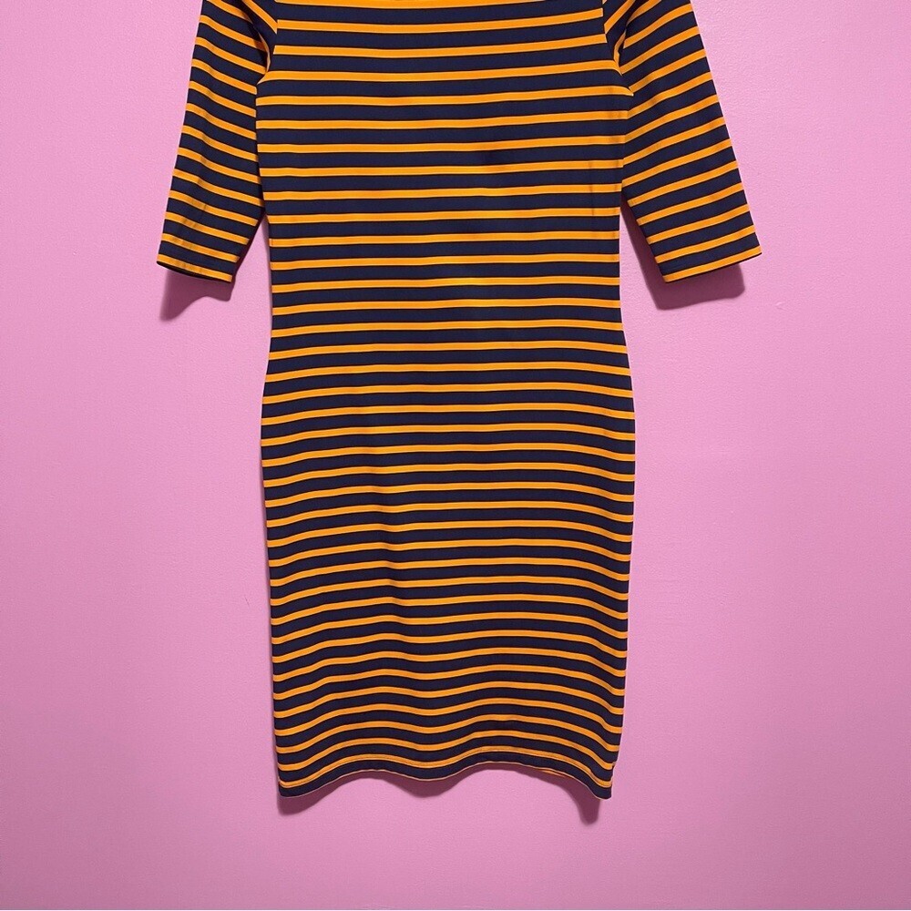 Saint James Propriano Stripe Dress US‎ 4 Navy Orange 3/4 Sleeve - Picture 7 of 11